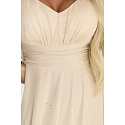 Dlouhé lehké třpytivé šaty 655-4  béžové - Numoco