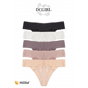 Dámská tanga 26706 A'2 černo-béžové - DC Girl