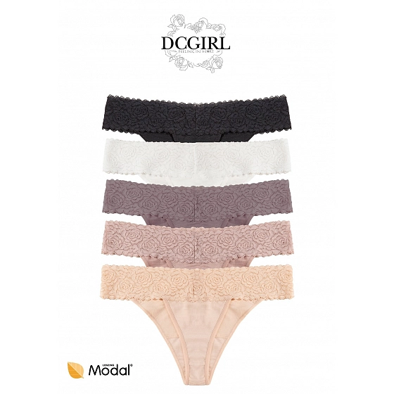 Dámská tanga 26706 A'2 černo-béžové - DC Girl