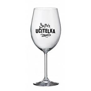 SUPER UČITELKA - čirá sklenice na víno 350 ml 