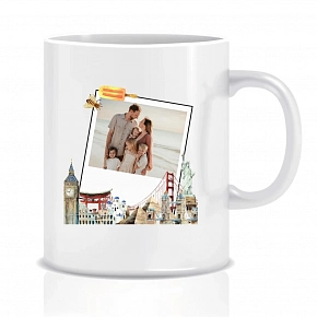 Personalizovaný klasický bílý keramický hrníček 300 ml s polaroidem z dovolené Personalizovaný klasický bílý keramický hrníček 300 ml s polaroidem z dovolené