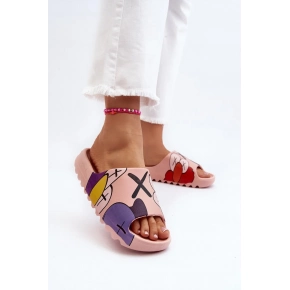 Pantofle CK240P růžové s potiskem - Step in Style