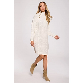 Dámské svetrové šaty M635 béžové - MOE