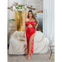 Dámské sexy krajkové šaty s výstřihem 0000K20862 Červená - Koucla