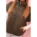Dámská prošívaná vesta 5684 Khaki tmavě zelená - K-Fashion