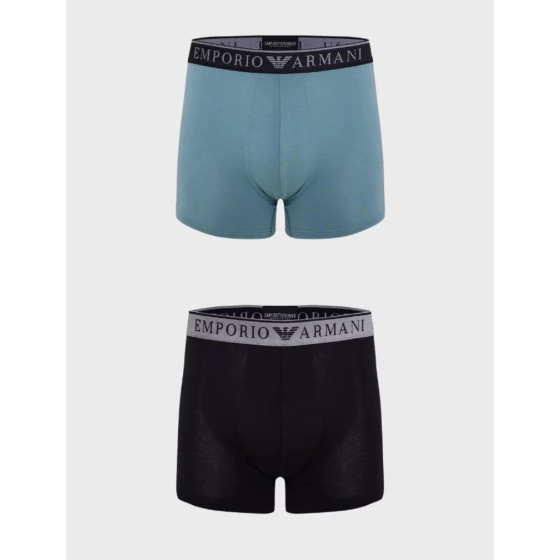 Pánské boxerky 2PACK 111769 3F720 29921 zeleno-černé - Emporio Armani