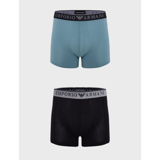 Pánské boxerky 2PACK 111769 3F720 29921 zeleno-černé - Emporio Armani