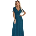 Dlouhé třpytivé šaty 635-1 MELANIA lahvově zelené - Numoco