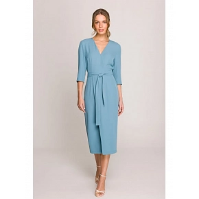 Šaty S396 zavazovací tyrkysově modré - Stylove
