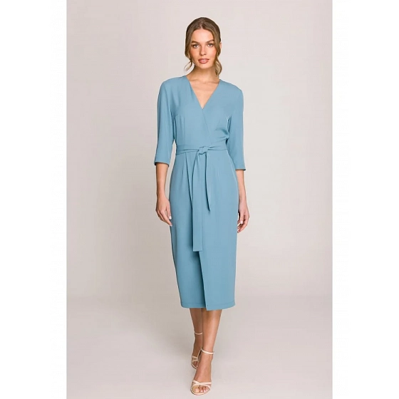 Šaty S396 zavazovací tyrkysově modré - Stylove