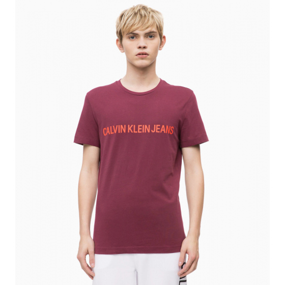 Pánské tričko OU39 vínová - Calvin Klein
