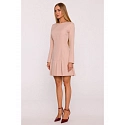 Šaty s obrácenými záhyby M872 béžové - MOE