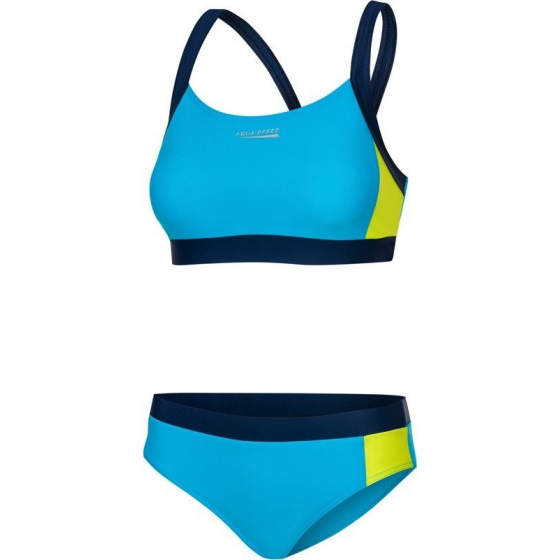 Dámské plavky Naomi 284 Blue/Navy Blue/Yellow - AQUA SPEED