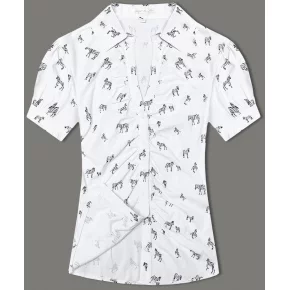 Dámská halenka s límečkem a vzorem zeber (AWY2011D) bílá - Fashion