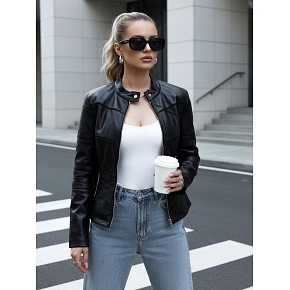 Dámská koženková bunda TY5455 černá - FashionStreet