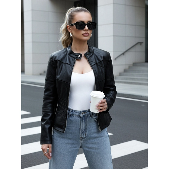 Dámská koženková bunda TY5455 černá - FashionStreet