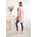 Bavlněná mušelínová košile Plus Size 65622 pudrově růžová - Kesi