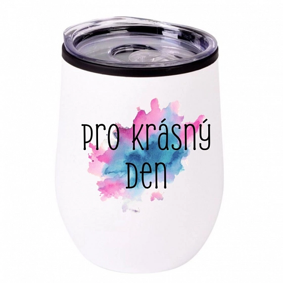 Termohrnek "bowl" - Akvarelový otisk Pro krásný den 2 - bílý