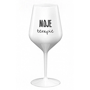 MOJE TERAPIE - bílá nerozbitná sklenice na víno 470 ml