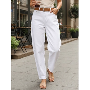 Dámské džíny s páskem UY2930 bílé  - FashionStreet 