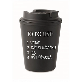 TO DO LIST:  BÝT ÚŽASNÁ - černý termohrnek 300 ml