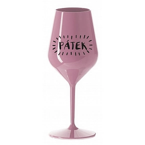 PÁTEK - světle růžová nerozbitná sklenice na víno 470 ml