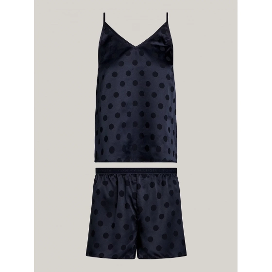 Dámský pyžamový set dárkové balení GIFT PYJ CAMI SET & SLIPPERS UW0UW04855 DW5 tm. modré - Tommy Hilfiger
