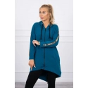 Dámská delší mikina se zipem na zádech 8997 Marine Petrolejová - K-Fashion