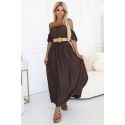 Maxi šaty v boho stylu 614-1 čokoládové - Numoco