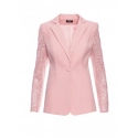 Dámské sako s krajkovými rukávy M865 Pudr růžová - MOE