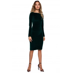 Dámské velurové šaty M565 Tmavě zelené - MOE
