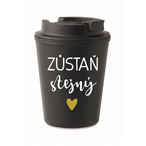 HRNEK ZŮSTAŇ STEJNÝ - černý termohrnek 300 ml
