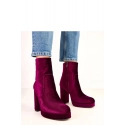 Dámské kotníkové boty na podpatku RQ481 Vínová - BESTELLE