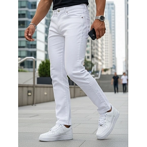 Pánské bílé džíny slim fit UX4487 bílé - FashionStreet 