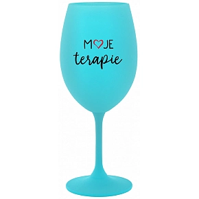 MOJE TERAPIE - tyrkysová sklenice na víno 350 ml
