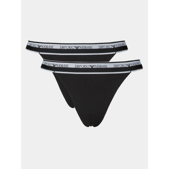 Dámská tanga 2Pack 164522 4R227 00020 černá - Emporio Armani