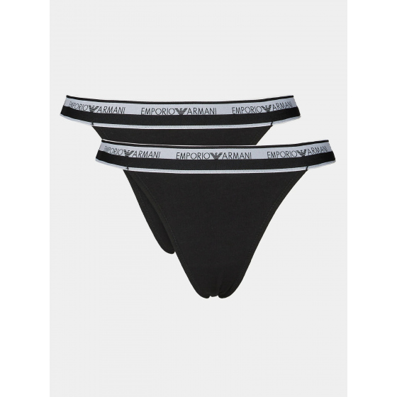 Dámská tanga 2Pack 164522 4R227 00020 černá - Emporio Armani