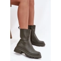 Dámské kotníkové boty na platformě ML245 Khaki tmavě zelená - Diamantique