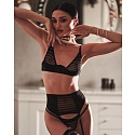 Dámský sexy set Lune Bellis 3-Pcs Crotchless černý - Obsessive