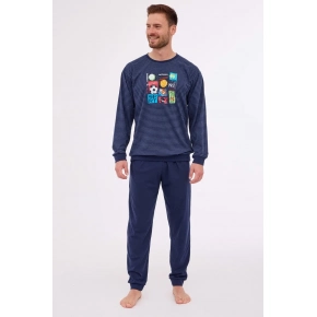Pánské pyžamo WINNER 308/258 Tmavě modrá vzor - Cornette Pánské pyžamo WINNER 308/258 Tmavě modrá vzor - Cornette