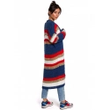 Dámský dlouhá svetr BK036 model 4 Tmavě modro červený - BeWear