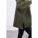 Dámská zateplená mikina s kapucí 9380 Khaki zelená - K-Fashion