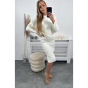 Dámský svetrový set halenka + šaty 24647 Ecru - Kesi