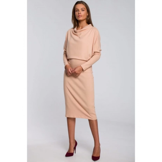 Dámské pletené šaty S245 Béžová - Stylove