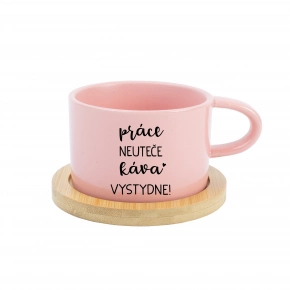 PRÁCE NEUTEČE, KÁVA VYSTYDNE! - růžový hrníček makronka 200 ml