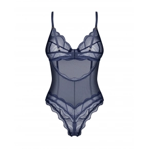 Dámské body Nightly Blue Crotchless Teddy tm. modré - Obsessive