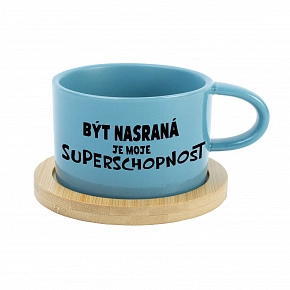 BÝT NASRANÁ JE MOJE SUPERSCHOPNOST - modrý hrníček makronka 200 ml
