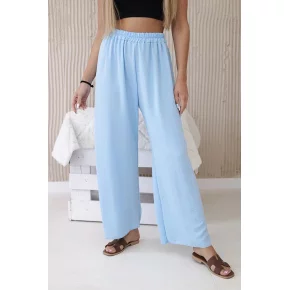 Dámské široké kalhoty 29400 Světle modrá - K-Fashion