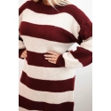 Dámské pletené šaty 8111 bordó-béžové - Kesi