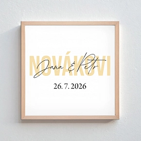 Personalizovaný magický fotoobraz v rámu - čtverec 20x20 - jména novomanželů 